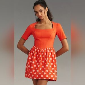 NWT Maeve Short-Sleeve Square-Neck Mini Dress Size XS $168